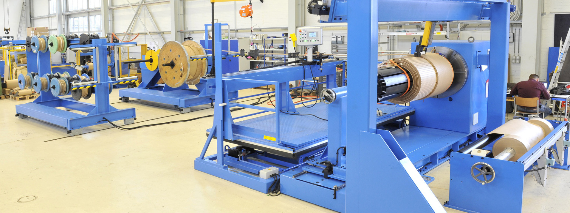 Horizontal winding machines for power transformers