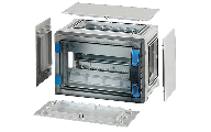 Circuit breaker boxes with closing plates