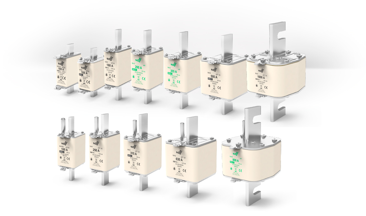 NH Knife type fuse links and fuse bases